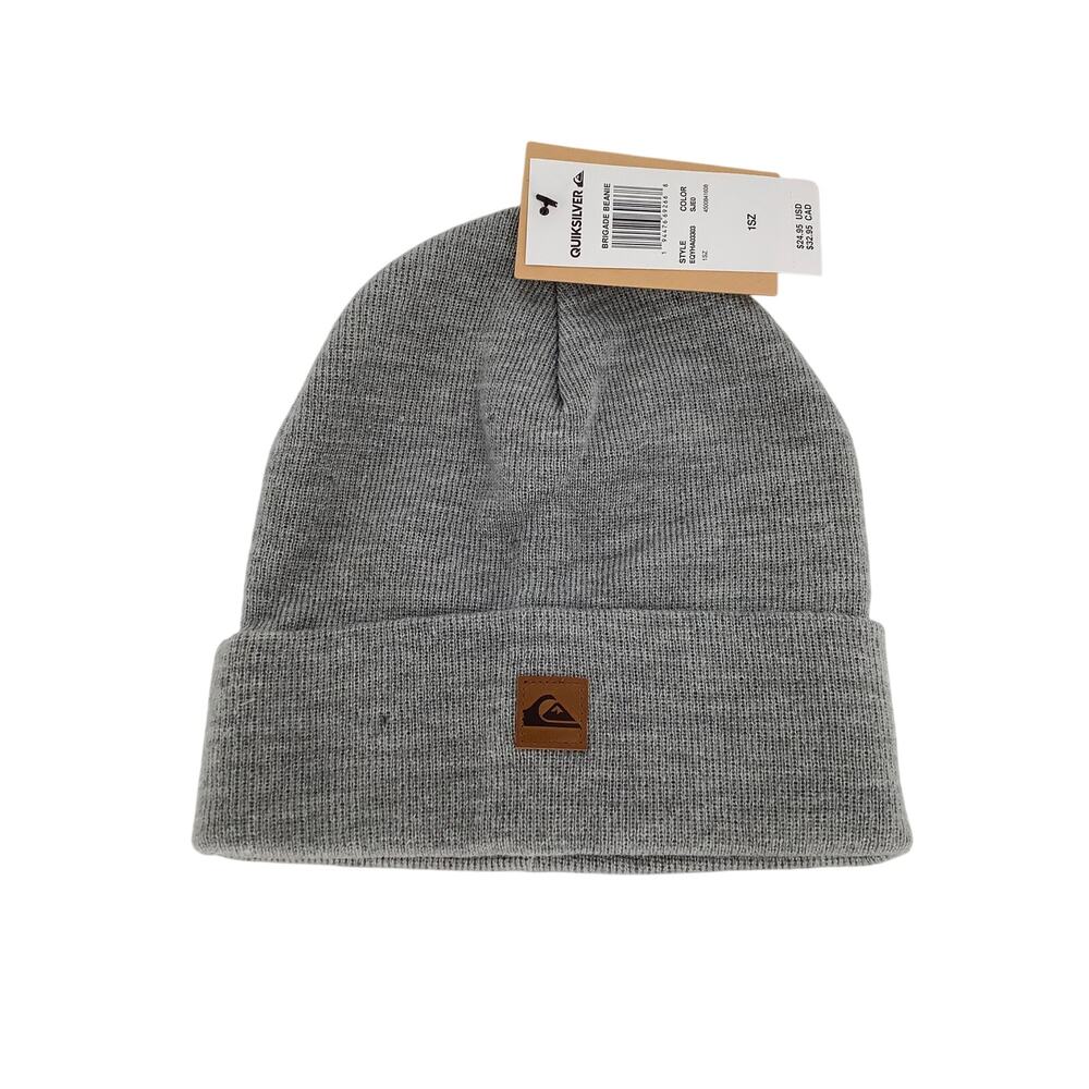 Quiksilver Mens Light Heather Grey Casual Brigade Folded Fit Winter Beanie L22-2